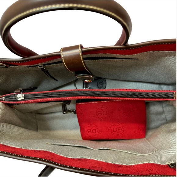 Dooney & Bourke Double Handle-Tote Satchel Donegal Crest Red-Brown Bag - Picture 7 of 12